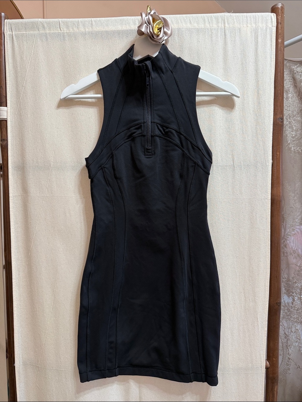 lululemon athletica Black Sleeveless Zip-Front Mini Dress